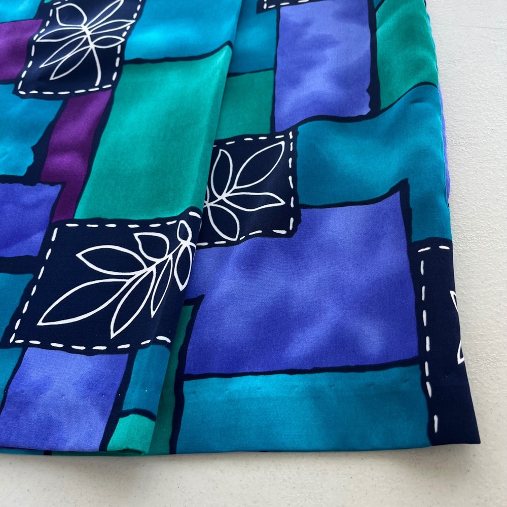 Vintage Michael Taylor 10 Teal Purple Geometric Pattern Pencil Skirt 90 USA Chic - Picture 8 of 10